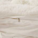 FOPPA Luxury Faux Fur Comforter Cover Set Ultra Soft Plush Bedding Sets 3 Pieces (1 Faux Fur Duvet Cover + 2 Faux Fur Pillow case) Zipper (White, Queen)