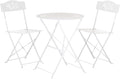 Alpine Corporation Indoor/Outdoor 3-Piece Bistro Set Folding Table and Chairs Patio Seating, White