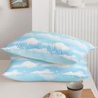 Axolotl Blue Cloud Comforter Set Queen,Light Blue Bedding Set,Cloud Sky Comforter Set Blue Sky and White Clouds Design Bedding Set,Sky Blue Comforter for Kids Girls Boys Teens,1 Quilt 2 Pillowcases
