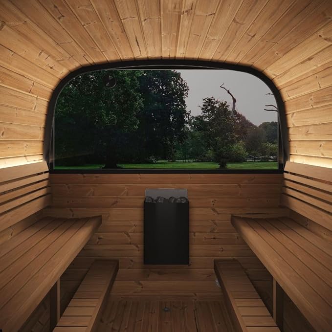 Model CL12GCP, Cube-Series Outdoor Home Sauna Suite Kit, Up to 8 Persons (Sauna Heater and Sauna Stones Included) (HIVE MINI 11 WiFi - Gold)
