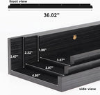 Giftgarden 36 Inch Black Floating Shelves for Wall Woodgrain Picture Ledge Large Photo Shelf for Bedroom Living Room Kitchen Bathroom Storage Shelving, Set of 3 Different Sizes