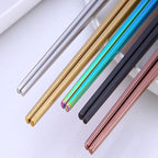 Stainless Steel Chopsticks,Reusable ,Dishwasher Safe , Easy to Use（3 PCS,Rose gold）