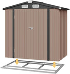 Aoxun 6x3.9 FT Shed with Base Metal Outdoor Storage Shed Garden Shed with Lockable Doors Tool Shed Bike Shed for Backyard, Patio, Poolside (Brown)
