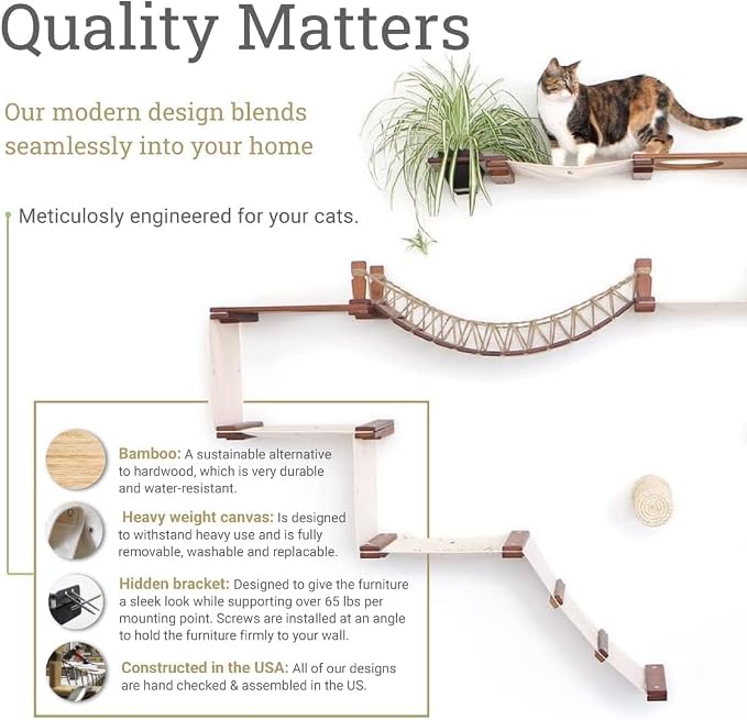 CatastrophiCreations Cat Fort Set - Multiple-Level Cat Hammock & Climbing Activity Center Wall-Mounted Cat Tree Shelves