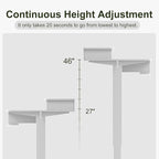 BANTI Height Adjustable Electric Standing Desk with 4 Drawers, 48 x 24 Inch Table with Storage Shelf, Sit Stand Desk, White Top