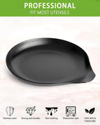VanlonPro Stainless Steel Spoon Rest, Spatula Ladle Holder, Stainless Steel Utensil Spoon Rest Holder, Brushed Finish, Dishwasher Safe 5.9 x 5.1 Inch (Round Black 1PC)