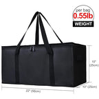 Bodaon Insulated Food Delivery Bag, 22" x 10" x 10" Insulated Pizza Delivery Bags for Hot/Cold Food, Black, 1-Pack | Insulated Pizza Delivery for Hot/Cold Food, Commercial Catering, Reusable Grocery Shopping Tote, Thermal Carrier, Collapsible