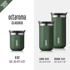 WACACO Octaroma Classico Vacuum Insulated Coffee Mug, Double-wall Stainless Steel Travel Tumbler With Drinking Lid, 6 fl oz (180ml), Pomona Green