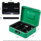KYODOLED Large Cash Box with Combination Lock,Safe Metal Box for Money, Storage Lock Box with Money Tray,9.84"x 7.87"x 3.54" Green Large