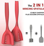 2Pack Meat Chopper Mincing Spatula, Silicone Grinder for Ground Beef | Heat Resistant, Smasher for Potato Mix Tool, Non-Scratch for Non-Stick Pans, Meat & Poultry Tenderizers, Red