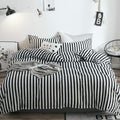 White and Black Striped Comforter Set Full/Queen Soft Durable Striated Bedding Set Ticking Quilts for Girls Boys Hotel Quality