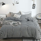 White and Black Striped Comforter Set Full/Queen Soft Durable Striated Bedding Set Ticking Quilts for Girls Boys Hotel Quality