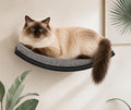 Curved Cat Wall Hammock Bed with Grey Foam Cushion – Floating Cat Wall Shelf Nest for Climbing, Sleeping & Lounging