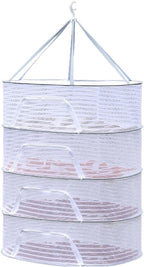 Foldable Drying Net for Vegetables, Fish, and Dehydrated Goods, Multi-Tiered Food Drying Net, Versatile Drying Rack, Windproof Design, Zipper Closure for Insect Protection 4Layer White