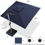 PURPLE LEAF 10' X 12' Patio Umbrella Outdoor Rectangle Umbrella Large Cantilever Umbrella Windproof Offset Heavy Duty Sun for Garden Deck Pool Patio, Navy Blue