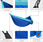 Camping Hammock, Super Lightweight Portable Parachute Hammock with Two Tree Straps Single or Double Nylon Travel Tree Hammocks for Camping Backpacking Hiking