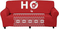 FKELYI Hohoho Santa Claus Snowman Print Super Stretch Sofa Slipcover Christmas Winter Holiday Decor Non Slip Couch Cover Washable Furniture Protector-M