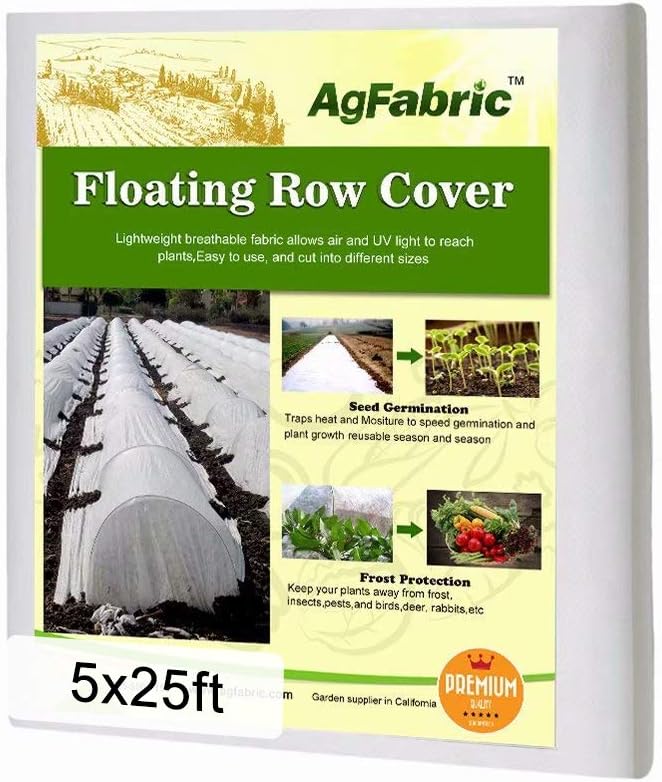 Agfabric Plant Covers Freeze Protection Frost Blankets for Plants 5'x25' 0.9oz Floating Row Cover Garden Plant Cover Freeze Cloths for Plants Winter Frost Pests Protection,White