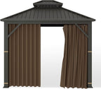 Gazebo Universal Replacement Privacy Curtain – Hugline 10' x 10' Gazebo Side Wall Outdoor Privacy Panel with Zipper (Brown)