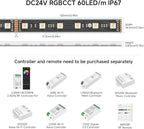 BTF-LIGHTING RGBCCT 5 Colors in 1 LED 5050SMD RGBWW RGB+Dimmable Tunable Color Temperature 2700K-6500K 16.4ft 60LEDs/m 300LEDs DC24V Multi-Colored Lights IP67 for Decoration(No Adapter or Controller)