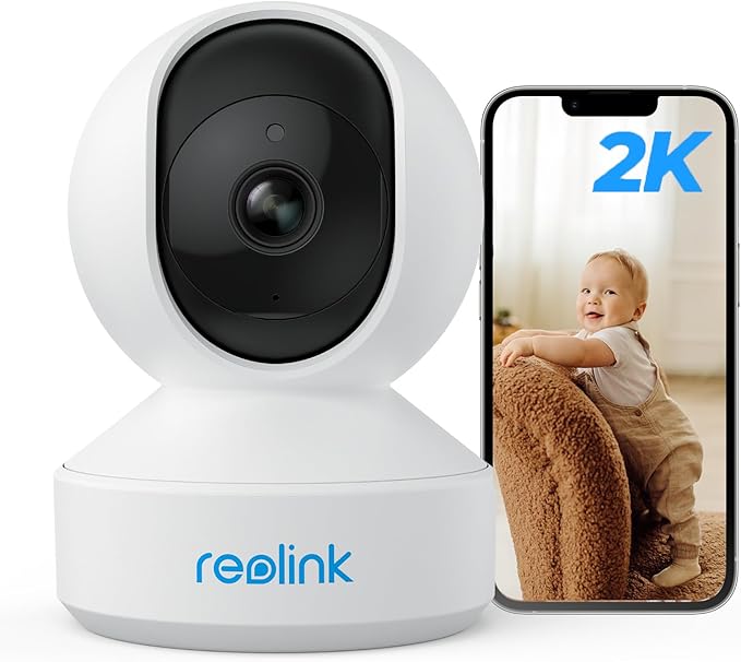 REOLINK 2K Indoor Security Camera E1, Plug-in 2.4G Wireless WiFi for Baby/Pet Monitor with Phone app, 360 Degree Dog Camera with Person/Pet Detection, Night Vision, 2-Way Talk, Local Storage