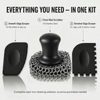 Cast Iron Scrubber and Scraper | 316 Chainmail Scrubber for Cast Iron Pan | Chain Mail Scrubber for Cast Iron Skillet Cleaner | Dishes Pots Wok Griddle Grill | Black + Red 1