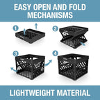 CleverMade Collapsible Milk Crate, 25L Storage Crate, Holds 50 lb, Obsidian | Organize Files, Groceries, and Gear in One Crate | Built-In Rails Hold Letter Folders, While the Frame Stacks Securely