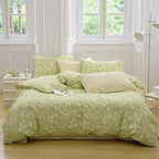 Green Botanical Comforter Set Twin Sage Green Floral Comforter Cotton Women Girls Matcha Green Floral Plant Quilts Garden Bohemian Sage Green Blanket Rustic Leaf Blossom Twin Bed Comforter