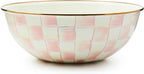 MACKENZIE-CHILDS Enamel Everyday Bowl, Serving Bowl for Entertaining, Extra-Large, Pink-and-White Rosy Check, Set of 1
