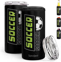 Soccer Can Cooler Stainless Steel 12oz, Insulated Tumbler for Men Brother Buddy Players, Travel Cans Koozie, Sport Gift for Birthday, Christmas