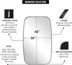 ANDY STAR Oval Mirrors for Bathroom, 30x48’’ Black Oval Mirror for Bathroom, Oblong Mirrors with Black Metal Frame Pill Shaped Mirror Wall Mounted Horizontal or Vertical