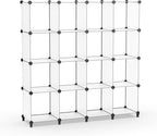 HOMIDEC Book Shelf 16 Cubes Bookcase Bookshelf Cube Storage Organizer Portable Display Bookshelf Kids Bookshelf Book Case for Study Room,Bedroom,Office,Living Room,Closet Transparent