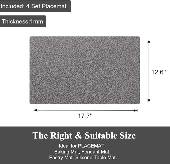 ME.FAN Silicone Placemats [17.7''x12.6''] Heat-Resistant Thicken Non-Slip Tablemats Non-Skid Table Mats Set of 4 (Yellow)