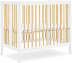 Delta Children Mia Portable Folding Mini Crib with 1.5-Inch Mattress - Greenguard Gold Certified, Bianca White/Natural