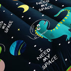 Datura home Dinosaur Space Dinos Comforter Bedding Set for Boys Kids Children,Celestial Bodies Colorful Dinosaur Print Bedding Set with 1 Comforter and 2 Pillowcases(Dinosaur Queen)