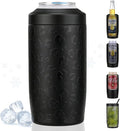 Itslife 4-in-1 Slim Can Cooler Easy to Hold Insulated Beer Can Holder Double-walled Stainless Steel for All 12 Oz Cans Gift Fathers Day Gifts for Dad (Black Leopard)