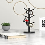 Dorhors Mug Holder Tree,Coffee Cup Holder,Mug Rack Stand Hook,Bar Organizer | Black Wood Coffee Station Accessories 6 Hook,Coffee Shelf Decor for Kitchen Countertop,Counter Storage Display Mug,Cup