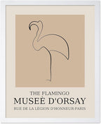 Poster Master Vintage Poster - Retro Minimalist Print - Gift for Artist, Housewarming - Flamingo, Line Drawing, Sketch, Abstract - Wall Decor for Living Room, Bedroom, 11x14 White Framed
