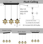 Modern Frosted White Glass Chandelier Dining Room Farmhouse Star Pendants Lights for Kitchen Island LED Ceiling Hanging Lighting Included Warm Light Bulbs Black