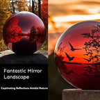 12 Inch Stainless Steel Gazing Globe,v2croft Hollow Ball Mirrored Surface Polished Shiny Sphere,Garden Stainless Steel Gazing Ball for Outdoor Lawn Pond Yard Ornament(red)