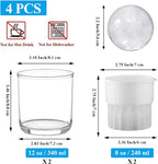 Berglander Whiskey Glasses Set of 4 (2 Bourbon Glasses, 2 Big Ice Ball Molds) 11.5 oz Reusable PET Clear Plastic Old Fashioned Glasses for Scotch Cocktail Cognac Vodka Liquor Cold Drink, Gifts for Men