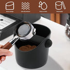 Espresso Knock Box 4.3 Inch, Compact Coffee Grounds Bin with Removable Knock Bar and Non-Slip Base, Splash-Proof for Most Espresso Machines for Home, Cafes, Restaurants