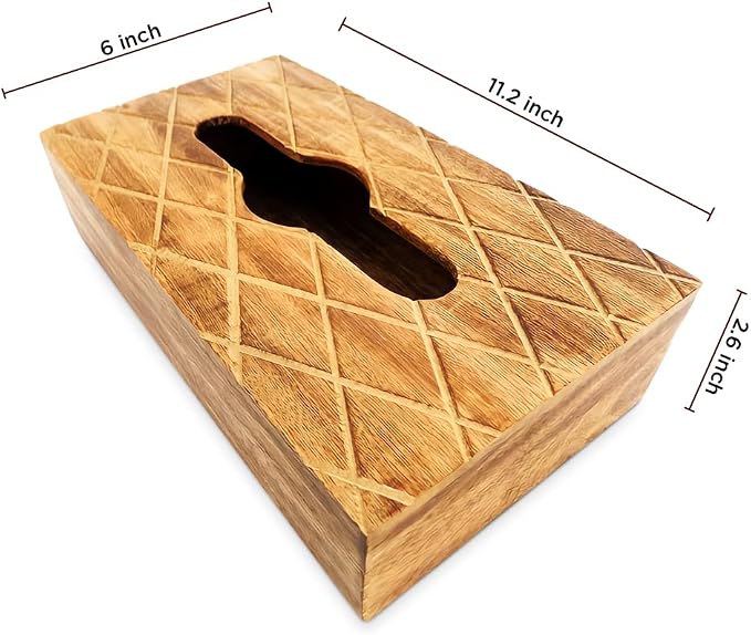 Modern Decorative Kleenex Box Cover – Wood Tissue Box Holder for Kitchen, Dining Room, Office – Cube Tissue Box Cover, Cute Wooden Kleenex Holder, Fits Square Tissue Boxes