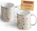 Maison d' Hermine Coffee Mug with Handles Tea Cups (12 Ounce, Pack of 2) | Fine Bone China Coffee Mugs for Hot Beverages Cappuccino Latte Home Restaurant Hotel Spring Summer -Colmar