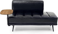 Sofa,Bed Bench,Small Spaces Furniture,Polyurethane Leather,Wood Frame,High Density Sponge Infillings,360-Degree Swivel Tray,Black Metal Leg (Black)
