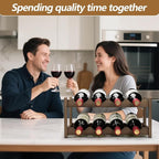 Wine Rack 8 Bottle 2-Tier Eco-Friendly Bamboo Wine Storage Easy-Assembly Space-Saving for Wine Lovers,Kitchen Wine Organizer for Countertop,Pantry, Home,Room Decor,Bar