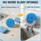 Creative Drainage Sponge Holder: Traceless Glue, 3D Printed Funny Kitchen Sink Holder, Keeps Sponge Dry – for Scrub Daddy (1, Grey)