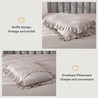 Andency Wheat Ruffle Comforter Full(79x90Inch), 3 Pieces(1 Ruffled Comforter and 2 Pillowcases) Vintage Ruffle Fringe Comforter, Farmhouse Rustic Microfiber Down Alternative Bedding Comforter Set