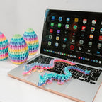 3D Printed 12” Articulated Crystal Dragon Inside 5.1” Egg – Fantasy Collectible, Fidget Toy & Stocking Easter Basket Stuffers for Home & Office Decor (Rainbow)