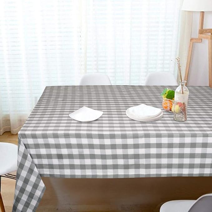 Urban Villa Tablecloth Cotton Tabletop 60x102 (8-10 Seats) Grey Checks